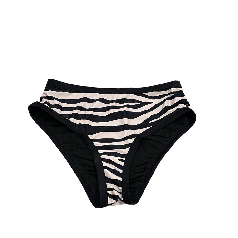 Drop The Walls Black Boutique Zebra Stripe Bikini Size Med